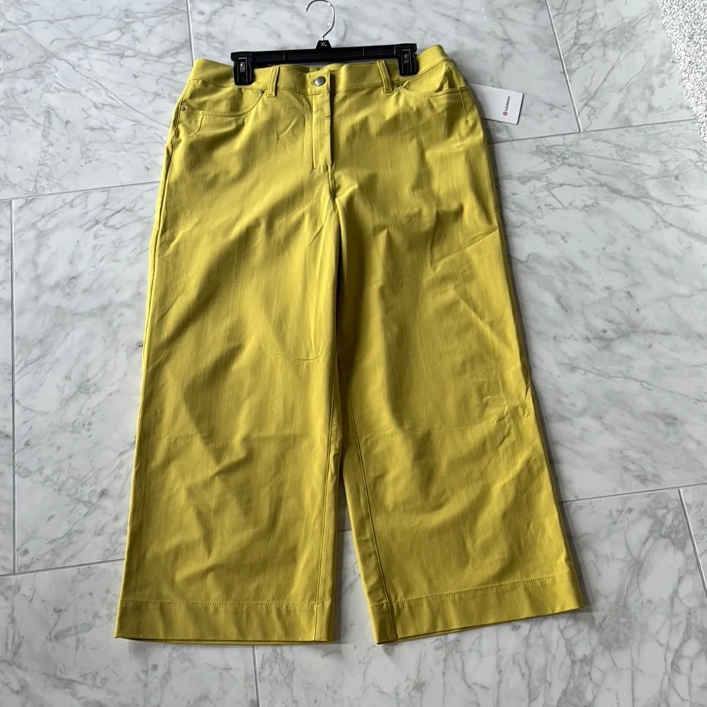 Lululemon Yellow/citron city sleek wide leg Cropped Trousers - Picture 1 of 6